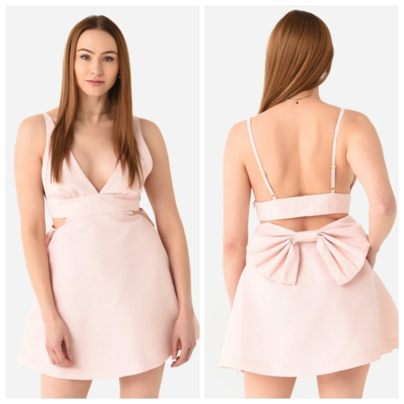 New LoveShackFancy Till Bow Embellished Pink Mist Mini Dress Size 10 NWT - Picture 8 of 14